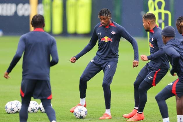 RB Leipzig training Championsleague Leipzig, 24 10 2023, training center at Cottaweg, season 2023 2024, UEFA Champions League , RB Leipzig final training before the match against Red Star Belgrade , In the picture Mohamed Simakan ,