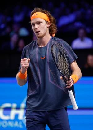 Andrey Rublev makes fist and cheers, jubilation, joy, emotion Copyright: xJuergenxHasenkopfx