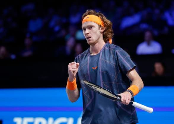 Andrey Rublev makes fist and cheers, jubilation, joy, emotion Copyright: xJuergenxHasenkopfx
