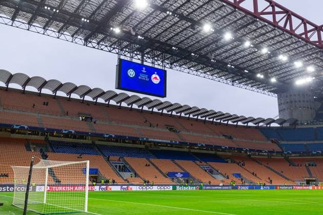 SOCCER - UEFA CL, Inter vs RBS MILAN,ITALY,24.OCT.23 - SOCCER - UEFA Champions League, group stage, FC Internazionale Milano vs Red Bull Salzburg. Image shows overview of the San Siro stadium.  GEPAxpictures xGintarexKarpaviciute