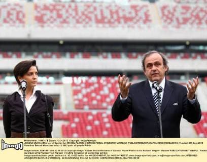 Football, Euro 2012, Michel Platini visits the National Stadium in Warsaw