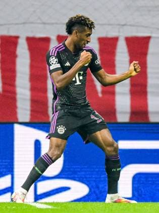 ISTANBUL - Kingsley Coman of FC Bayern Munich celebrates the 0-1 during the UEFA Champions League group A match between Galatasaray and FC Bayern Munich at the Rams Global Stadium on October 24 in Istanbul, Turkey. ANP Hollandse Hoogte UEFA Champions League 2023 24 2023 2024 xVIxANPxSportx xGerritxvanxKeulenxIVx 482000625 originalFilename: 482000625.jpg