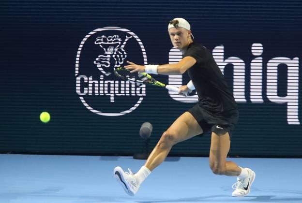 SWISS INDOORS 2023 PHOTOPQR L ALSACE Vincent VOEGTLIN ; Bâle ; 24 10 2023 ; Le dannois Holger Rune lors du premier tour des Swiss Indoors 2023, à Bâle le 24 octobre 2023. Bâle France  Copyright: xPHOTOPQR L ALSACE MAXPPPxVincentxVOEGTLINx 20231024ALS4477 20231024ALS4477