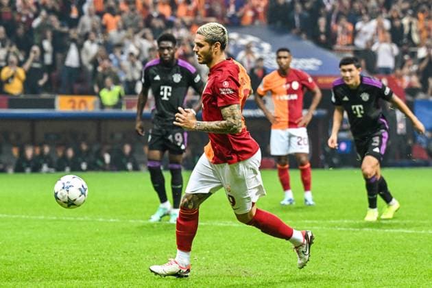 ISTANBUL - Mauro Icardi of Galatasaray scores 1-1 during the UEFA Champions League Group A match between Galatasaray and FC Bayern Munich at the Rams Global Stadium on October 24 in Istanbul, Turkey. ANP Hollandse Hoogte UEFA Champions League 2023 24 2023 2024 xVIxANPxSportx xGerritxvanxKeulenxIVx 482002665 originalFilename: 482002665.jpg