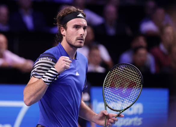 TENNIS - ATP, Tennis Herren Erste Bank Open VIENNA,AUSTRIA,24.OCT.23 - TENNIS - ATP World Tour, Erste Bank Open. Image shows the rejoicing of Stefanos Tsitsipas (GRE).  GEPAxpictures xWalterxLuger