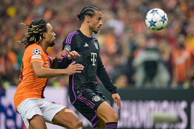 ISTANBUL - (l-r) Sacha Boey of Galatasaray, Leroy Sane of FC Bayern Munich during the UEFA Champions League Group A match between Galatasaray and FC Bayern Munich at the Rams Global Stadium on October 24 in Istanbul, Turkey. ANP Hollandse Hoogte UEFA Champions League 2023 24 2023 2024 xVIxANPxSportx xGerritxvanxKeulenxIVx 482006466 originalFilename: 482006466.jpg