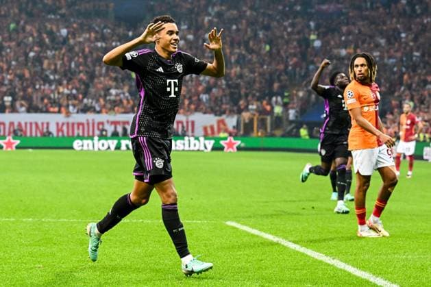 ISTANBUL - Jamal Musiala of FC Bayern Munich celebrates the 1-3 during the UEFA Champions League group A match between Galatasaray and FC Bayern Munich at the Rams Global Stadium on October 24 in Istanbul, Turkey. ANP Hollandse Hoogte UEFA Champions League 2023 24 2023 2024 xVIxANPxSportx xGerritxvanxKeulenxIVx 482008875 originalFilename: 482008875.jpg