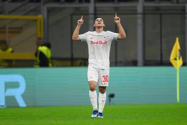 FC Internazionale v RB Salzburg - UEFA Champions League Oscar Gloukh of RB Salzburg celebrates after scoring a goal during the UEFA Champions League football match between FC Internazionale and RB Salzburg. Milan Italy Copyright: xNicolòxCampox