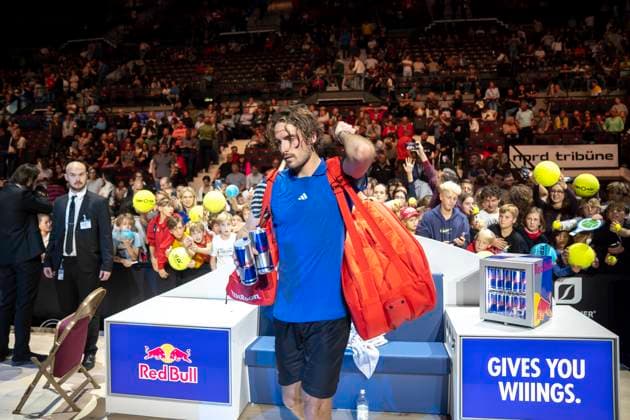 Vienna, Austria 24 October 2023 Stefanos Tsitsipas GRE after the match, Dominik Thiem AUT vs Stefanos Tsitsipas GRE , Tsitsipas walks across the court ATP World Tour, Erste Bank Open at Wiener Stadthalle
