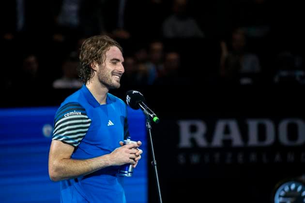 Vienna, Austria 24 October 2023 Stefanos Tsitsipas GRE after the match Dominik Thiem AUT vs Stefanos Tsitsipas GRE during the ATP World Tour, Erste Bank Open at Wiener Stadthalle