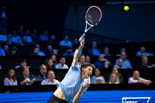 Vienna, Austria 24 October 2023 Dominik Thiem AUT plays against Stefanos Tsitsipas GRE at ATP World Tour, Erste Bank Open at Wiener Stadthalle Picture shows Dominik Thiem AUT