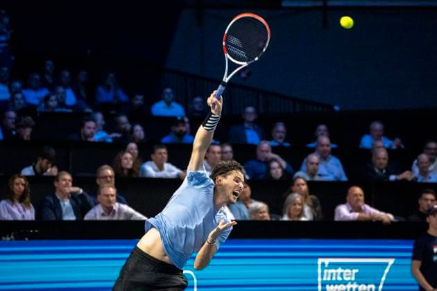 Vienna, Austria 24 October 2023 Dominik Thiem AUT plays against Stefanos Tsitsipas GRE at ATP World Tour, Erste Bank Open at Wiener Stadthalle Picture shows Dominik Thiem AUT