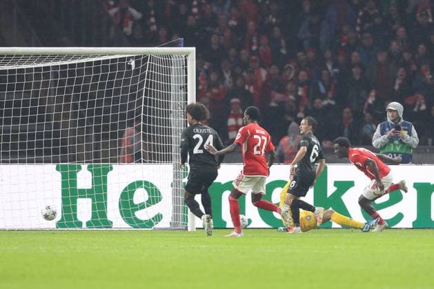 24 10 2023, xtgx, football, UEFA Champions League, 1 FC Union Berlin SSC Napoli emspor, v l goal to 1 0 by David Datro Fofana Union Berlin, 11 , but was disallowed for offside DFL DFB REGULATIONS PROHIBIT ANY USE OF PHOTOGRAPHS as IMAGE SEQUENCES and or QUASI VIDEO Olympiastadion