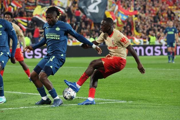 Deiver MACHADO (RC Lens) lors du match de l UEFA Champions League entre le RC Lens et le PSV Eindhoven, stade Bollaert-Delelis, le 24 octobre 2023 FOOTBALL : RC LENS vs PSV EINDHOVEN - UEFA LIGUE DES CHAMPIONS - 24 10 2023 LaurentSanson Panoramic 