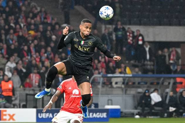 Football, Men, 2023 2024 season, UEFA Champions League Group C, Matchday 3 , 1 FC Union Berlin SSC Napoli, v l Natan SSC Napoli in action, on the ball, individual action, 24 10 2023, Copyright: xMatthiasxKochx
