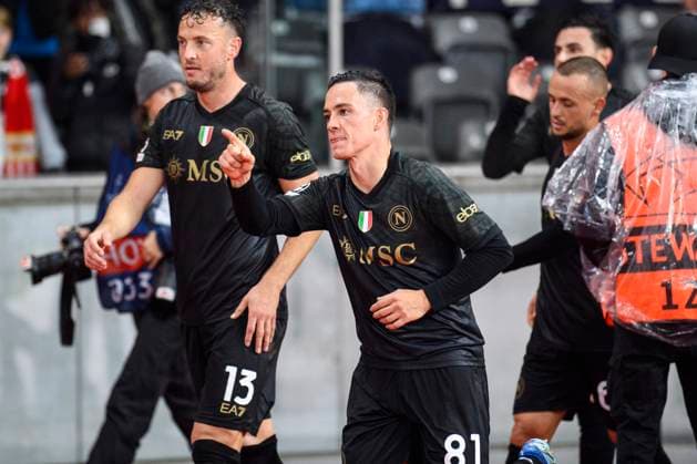 v l Amir Rrahmani SSC Napoli, 13 , Giacomo Raspadori SSC Napoli, 81 , goal, goal, inside, jubilation, goal celebration, joy, enthusiasm, after 0 1, GER, 1 FC Union Berlin SSC Napoli, football, Champions League, CH LEAGUE GROUP C, Matchday 3, UEFA, 23 24, 24 10 2023, DFL REGULATES PROHIBIT ANY USE OF PHOTOGRAPHS AS IMAGE SEQUENCES AND OR QUASI VIDEO, GER, 1 FC Union Berlin SSC Napoli, Football, Champions League, UEFA, 23 24, 24 10 2023, Berlin Copyright: xUwexKoch Eibner-Pressefotox EP_UKH