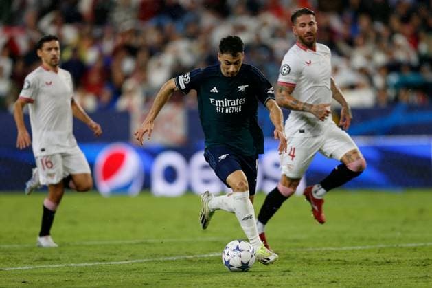 Editorial use only Sevilla FC v Arsenal FC, UEFA Champions League, Group B, date 3. Football, Ramon Sanchez Pizjuan Stadium, Sevilla, Spain - 24 Oct 2023 Editorial use only  Copyright: xPressinphoto Shutterstockx 14165248q
