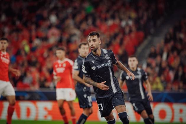 Brais Mendez during UEFA Champions League 23 24 game between SL Benfica and Real Sociedad at Estadio Da Luz, Lisbon, Portugal. (Maciej Rogowski) Lisbon Estadio Da Luz Portugal Copyright: xMaciejxRogowskix slbrss-24102023-21