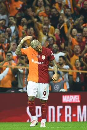 Mauro Icardi of Galatasaray celebrates after scoring the first goal of his team during the UEFA Champions League match between Galatasaray A.S. and FC Bayern München at RAMS PARK Arena on October 24, 2023 in Istanbul, Turkey. Istanbul Turkey Copyright: xSeskimPhotox Gsaray-BMunich_241023 (255)