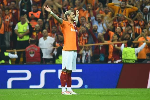 Mauro Icardi of Galatasaray celebrates after scoring the first goal of his team during the UEFA Champions League match between Galatasaray A.S. and FC Bayern München at RAMS PARK Arena on October 24, 2023 in Istanbul, Turkey. Istanbul Turkey Copyright: xSeskimPhotox Gsaray-BMunich_241023 (266)