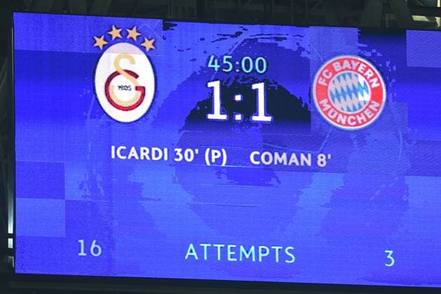 Scoreboard during the UEFA Champions League match between Galatasaray A.S. and FC Bayern München at RAMS PARK Arena on October 24, 2023 in Istanbul, Turkey. Istanbul Turkey Copyright: xSeskimPhotox Gsaray-BMunich_241023 (333)