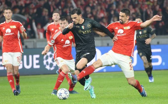October 24, 2023, Berlin, Berlin, Germany: Berlin 24 10 2023, during the football match valid for the Champions League 2023 24, between the teams of Union Berlin vs SSC Napoli FC at the Olympiastadion in Berlin.In picture : Eljif Elmas of SSC Napoli Berlin Germany - ZUMAs236 20231024_aap_s236_019 Copyright: xFabioxSassox