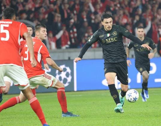 October 24, 2023, Berlin, Berlin, Germany: Berlin 24 10 2023, during the football match valid for the Champions League 2023 24, between the teams of Union Berlin vs SSC Napoli FC at the Olympiastadion in Berlin.In picture : Eljif Elmas of SSC Napoli Berlin Germany - ZUMAs236 20231024_aap_s236_023 Copyright: xFabioxSassox