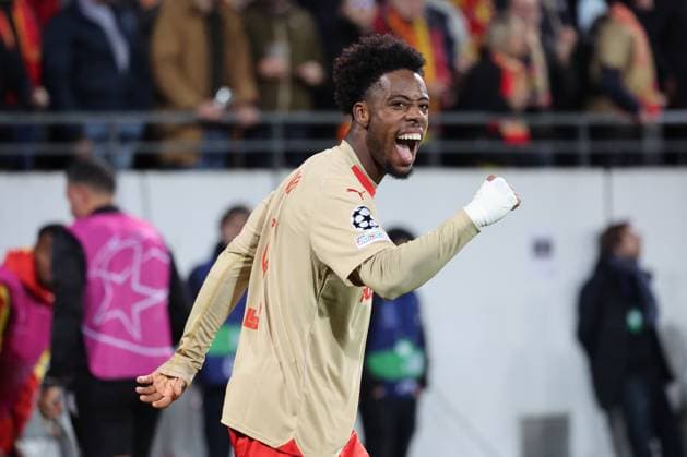 Joie de Elye WAHI (RC Lens) lors du match de l UEFA Champions League entre le RC Lens et le PSV Eindhoven, stade Bollaert-Delelis, le 24 octobre 2023 FOOTBALL : RC LENS vs PSV EINDHOVEN - UEFA LIGUE DES CHAMPIONS - 24 10 2023 LaurentSanson Panoramic 