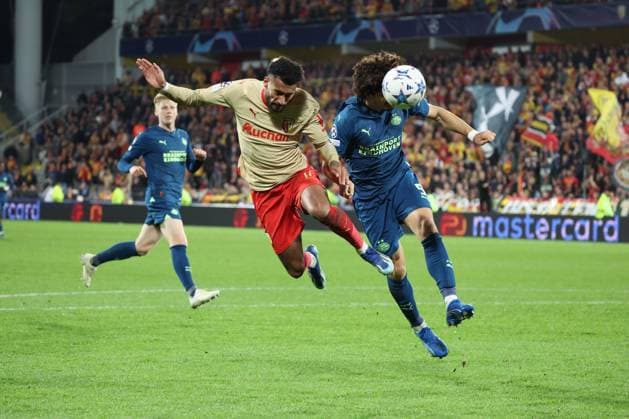 Angelo FULGINI (RC Lens) FOOTBALL : RC LENS vs PSV EINDHOVEN - UEFA LIGUE DES CHAMPIONS - 24 10 2023 LaurentSanson Panoramic 