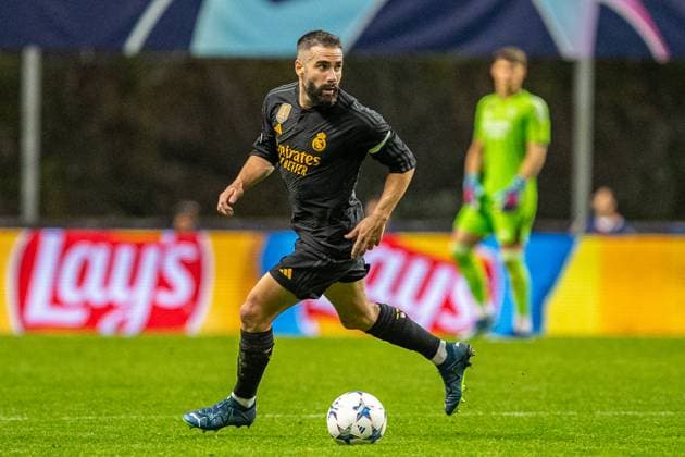 Uefa Champions League, Braga SC vs Real Madrid, round 3 of 6 Braga, Portugal, October, 24th, 2023,Uefa Champions League, Braga SC vs Real Madrid, round 3 of 6 at the Estadio Municipal de Braga, Daniel Carvajal playing for Real Madrid, photography by @guelbergoes Braga Portugal