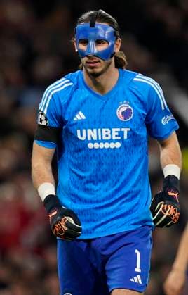 MANCHESTER, ENGLAND, 24th October 2023. Kamil Grabara of FC Copenhagen during the UEFA Champions League match at Old Trafford, Manchester. Picture credit should read: Andrew Yates Sportimage EDITORIAL USE ONLY. No use with unauthorised audio, video, data, fixture lists, club league logos or live services. Online in-match use limited to 120 images, no video emulation. No use in betting, games or single club league player publications. SPI-2672-0117