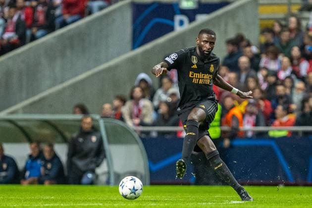 Uefa Champions League, Braga SC vs Real Madrid, round 3 of 6 Braga, Portugal, October, 24th, 2023,Uefa Champions League, Braga SC vs Real Madrid, round 3 of 6 at the Estadio Municipal de Braga, Antonio Rüdiger playing for Real Madrid, photography by @guelbergoes Braga Portugal