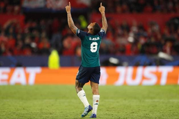 Gabriel Jesus (Arsenal), OCTOBER 24, 2023 - Football Soccer : Gabriel Jesus celebrate after his goal during UEFA Champions League Group stage Group B match between Sevilla FC 1-2 Arsenal FC at the Estadio Ramon Sanchez-Pizjuan in Sevilla, Spain. Noxthirdxpartyxsales  (233543433)