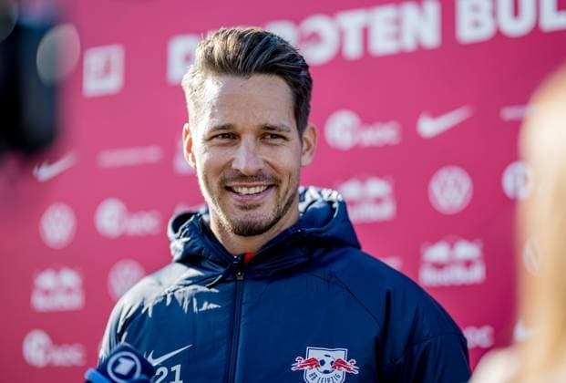 Leipzig goalkeeper Janis Blaswich during the interview Public training RB Leipzig on 17 October 2023 Red Bull Academy, Leipzig Public training RB Leipzig