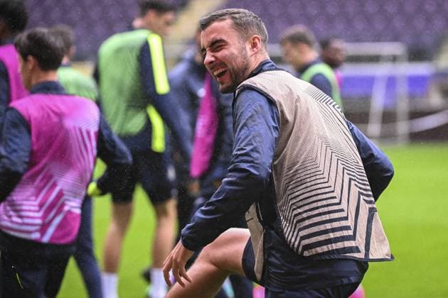 Union s Charles Vanhoutte pictured in action during a training session of Belgian soccer team Royale Union Saint Gilloise, on Wednesday 25 October 2023 in Brussels. The team is preparing for tomorrow s game against Austrian Linzer Athletik Klub, on day 3 of the group phase of the UEFA Europa League competition, in group E. LAURIExDIEFFEMBACQ  x78477759x
