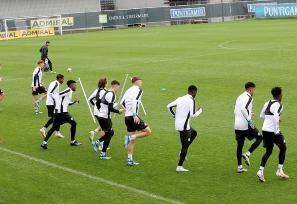 SOCCER - UEFA EL, Sturm vs Atalanta, preview GRAZ,AUSTRIA,25.OCT.23 - SOCCER - UEFA Europa League, SK Sturm Graz vs Atalanta Bergamo Calcio, preview, training Sturm. Image shows an overview  GEPAxpictures xHansxOberlaender
