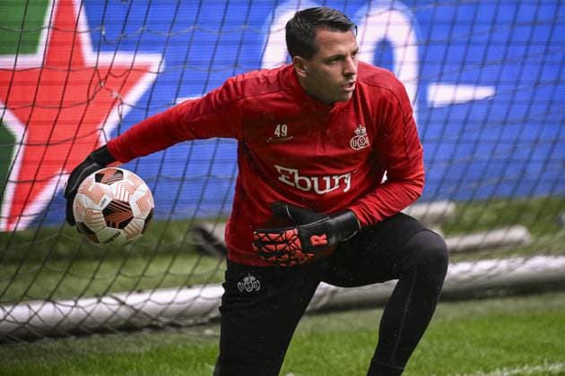 Union s goalkeeper Anthony Moris pictured in action during a training session of Belgian soccer team Royale Union Saint Gilloise, on Wednesday 25 October 2023 in Brussels. The team is preparing for tomorrow s game against Austrian Linzer Athletik Klub, on day 3 of the group phase of the UEFA Europa League competition, in group E. LAURIExDIEFFEMBACQ  x78498165x