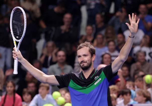 TENNIS - ATP, Tennis Herren Erste Bank Open VIENNA,AUSTRIA,25.OCT.23 - TENNIS - ATP World Tour, Erste Bank Open. Image shows the rejoicing of Daniil Medvedev (RUS).  GEPAxpictures xWalterxLuger