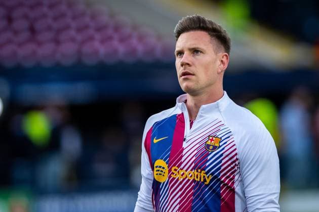 October 25, 2023, BARCELONA, BARCELONA, SPAIN: Marc-Andre ter Stegen of FC Barcelona, Barca looks on during the UEFA Champions League, Group H, football match played between FC Barcelona and Shakhtar Donetsk at Estadio Olimpico de Montjuic on October 25, 2023, in Barcelona, Spain. BARCELONA SPAIN - ZUMAa181 20231025_zaa_a181_011 Copyright: xMarcxGrauperaxAlomax