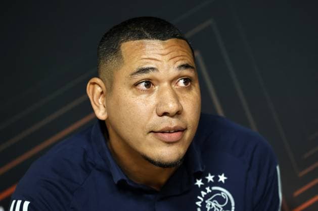 BRIGHTON - Ajax coach Hedwiges Maduro during the. MD-1 press conference, PK, Pressekonferenz ahead of the UEFA Europa League Group B match against Brighton & Hove Albion FC at the American Express Community Stadium on October 25, 2023 in Brighton, United Kingdom. ANP MAURICE VAN STEEN UEFA Europa League 2023 24 2023 2024 xVIxANPxSportx xxANPxIVx 482101911 originalFilename: 482101911.jpg