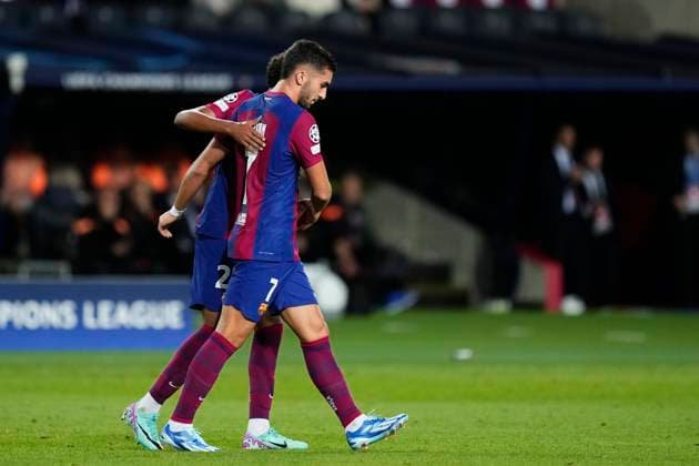 FC Barcelona, Barca v FC Shakhtar Donetsk: Group H - UEFA Champions League 2023 24 Ferran Torres left winger of Barcelona and Spain celebrates after scoring his sides first goal during the UEFA Champions League match between FC Barcelona and FC Shakhtar Donetsk at Estadi Olimpic Lluis Companys on October 25, 2023 in Barcelona, Spain. Barcelona Spain  Copyright: xJosexBretonx originalFilename:breton-fcbarcel231025_npd5y.jpg