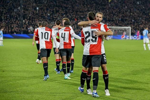 ROTTERDAM, 25-10-2023, Stadium de Kuip, UEFA Champions League, 2023 2024, Group stage, Feyenoord - Lazio, Feyenoord player Yankuba Minteh scored 1-0 Feyenoord - Lazio  x22893839x Copyright: