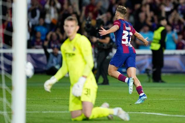 FC Barcelona, Barca v FC Shakhtar Donetsk: Group H - UEFA Champions League 2023 24 Fermin Lopez attacking midfield of Barcelona and Spain celebrates after scoring his sides first goal during the UEFA Champions League match between FC Barcelona and FC Shakhtar Donetsk at Estadi Olimpic Lluis Companys on October 25, 2023 in Barcelona, Spain. Barcelona Spain  Copyright: xJosexBretonx originalFilename:breton-fcbarcel231025_npHof.jpg