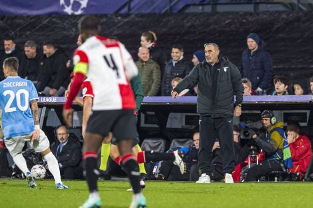 ROTTERDAM - (r) SS Lazio Coach Maurizio Sarri during the UEFA Champions League Group E match between Feyenoord and SS Lazio at Feyenoord Stadion de Kuip on October 25, 2023 in Rotterdam, Netherlands. ANP Hollandse Hoogte COR LASKER UEFA Champions League 2023 24 2023 2024 xVIxANPxSportx xCorxLaskerxIVx 482103804 originalFilename: 482103804.jpg