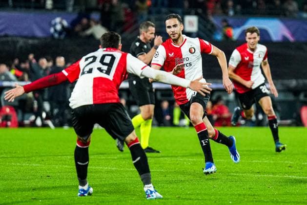 UEFA Champions League: Feyenoord v SS Lazio Rotterdam - Ramiz Zerrouki of Feyenoord celebrates the 2-0 during the 3rd leg of the UEFA Champions League group stage between Feyenoord v SS Lazio at Stadion Feijenoord De Kuip on 25 October 2023 in Rotterdam, The Netherlands. Copyright: xYannickxVerhoevenx