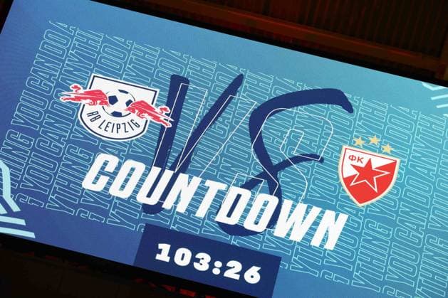25 10 2023, xtgx, football, UEFA Champions League, RB Leipzig Red Star Belgrade emspor, v l symbol photo, symbol image, stadium, countdown, scoreboard DFL DFB REGULATES PROHIBIT ANY USE OF PHOTOGRAPHS as IMAGE SEQUENCES and or QUASI VIDEO Leipzig
