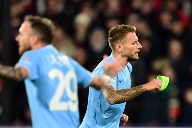 ROTTERDAM - Ciro Immobile of SS Lazio during the UEFA Champions League group E match between Feyenoord and Lazio Roma at Feyenoord Stadion de Kuip on October 25, 2023 in Rotterdam, Netherlands. ANP OLAF KRAAK UEFA Champions League 2023 24 2023 2024 xVIxANPxSportx xxANPxIVx 482107481 originalFilename: 482107481.jpg