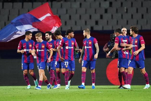 ESP: FC Barcelona, Barca FC Shakhtar Donestz. UEFA Champions League match, Group H, date 3 Ferran Torres of FC Barcelona celebrates with his teammates after scoring the 1-0 during the UEFA Champions League match, Group H, between FC Barcelona and FC Shakhtar Donestz played at Lluis Companys Stadium on October 25, 2023 in Barcelona, Spain. kpng Copyright: xSergioxRuizx xPRESSINPHOTOx PS_231025_963