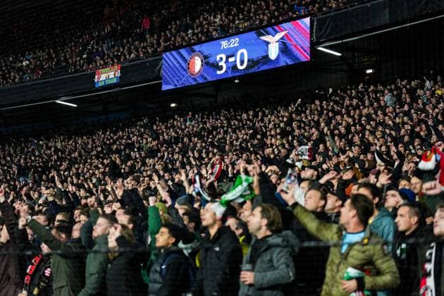 UEFA Champions League: Feyenoord v SS Lazio Rotterdam - The score during the 3rd leg of the UEFA Champions League group stage between Feyenoord v SS Lazio at Stadion Feijenoord De Kuip on 25 October 2023 in Rotterdam, The Netherlands. Copyright: xYannickxVerhoevenx