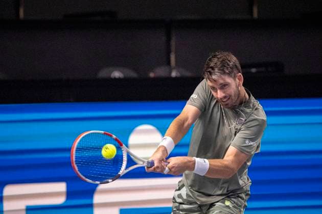 Vienna, Austria 25 October 2023 Alexander Zverev GER plays against Cameron Norrie GB at the ATP World Tour, Erste Bank Open at Wiener Stadthalle Picture shows Cameron Norrie GB